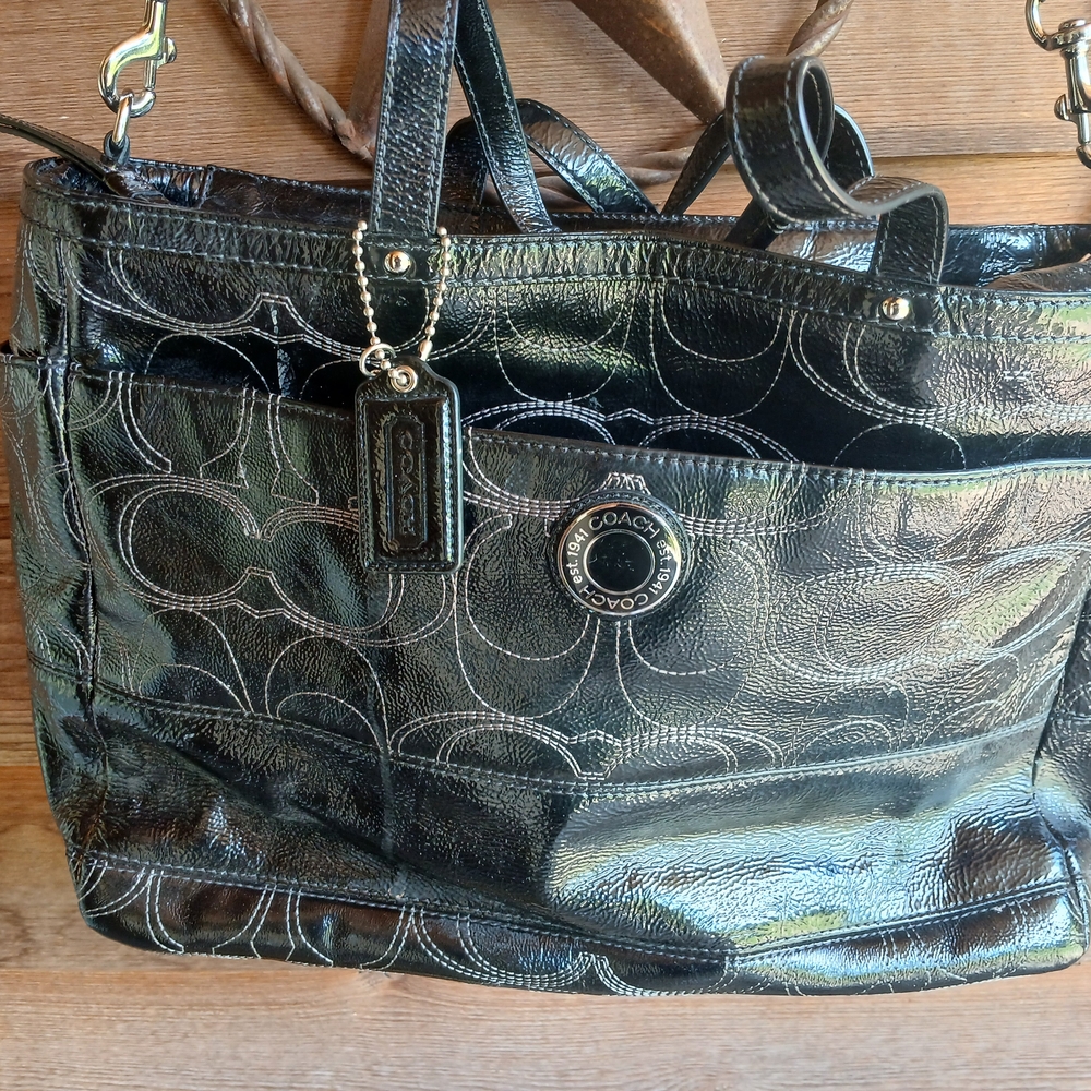 Coach Black Leather Tote Bag
